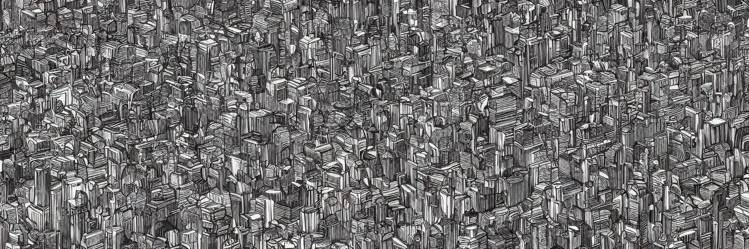 Prompt: high detail digital art of a huge bustling city