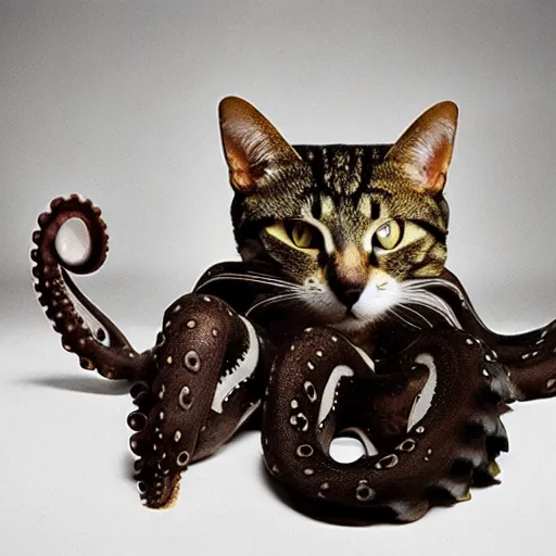 Image similar to an octopus - cat - hybrid, animal photography