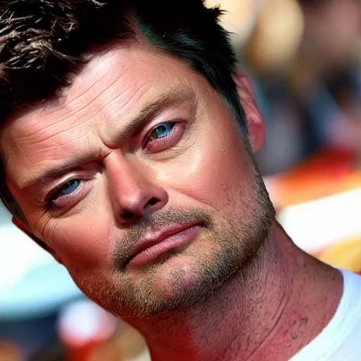 Image similar to Karl Urban as a Wolverine with beard , super-realistic, high quality, detailed, photorealistic, high rendering,