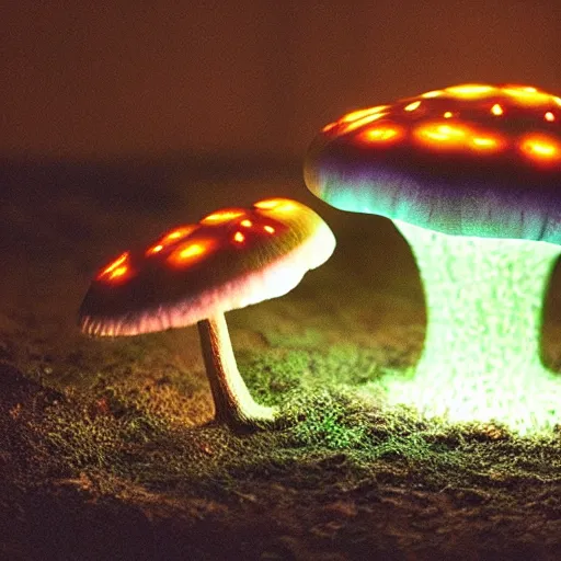 Image similar to “ photo of a glowing alien mushroom, super realistic ”