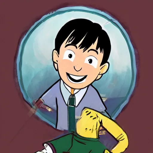 Image similar to a beautifully detailed illustration of mister rodgers as a shonen protagonist, fine detail, 4 k, award winning