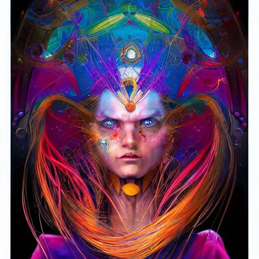 Image similar to rainbow mage by android jones, trending on artstation