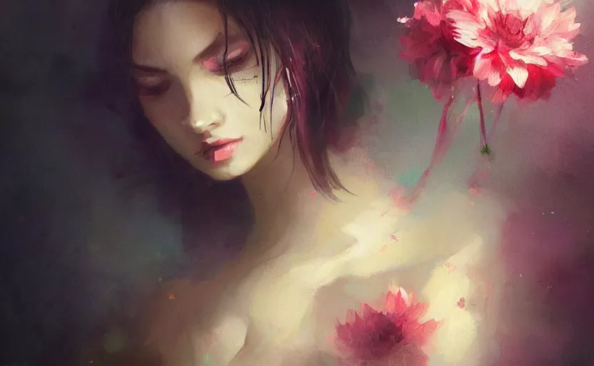 Prompt: a painting of a sensual flower trending on artstation in the style of greg rutkowski