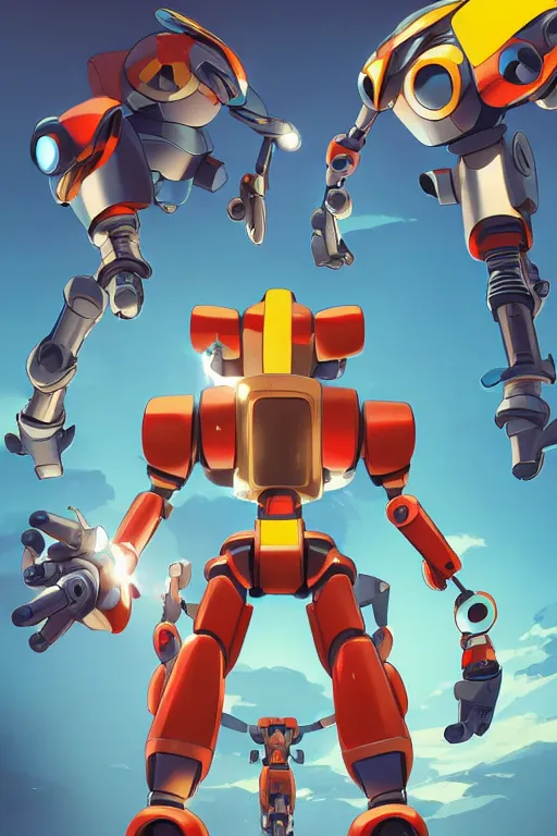 Image similar to metabots medabots medarotto medarot robot minimalist comics, behance hd by jesper ejsing, by rhads, makoto shinkai and lois van baarle, ilya kuvshinov, rossdraws global illumination ray tracing hdr radiating a glowing aura