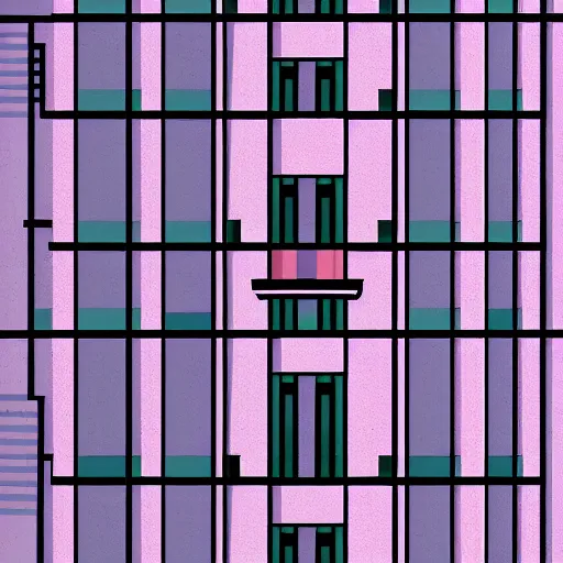 Prompt: a beautiful closeup flat 2 dimensional illustration of a cross section of a skyscraper, view from the side, a storybook illustration by muti, colorful, minimalism, featured on dribble, behance hd, dynamic composition