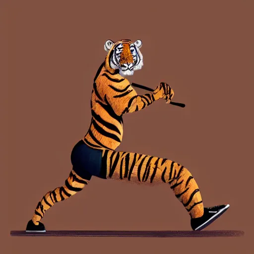 Image similar to “a tiger working out in the gym, trending on artstation”