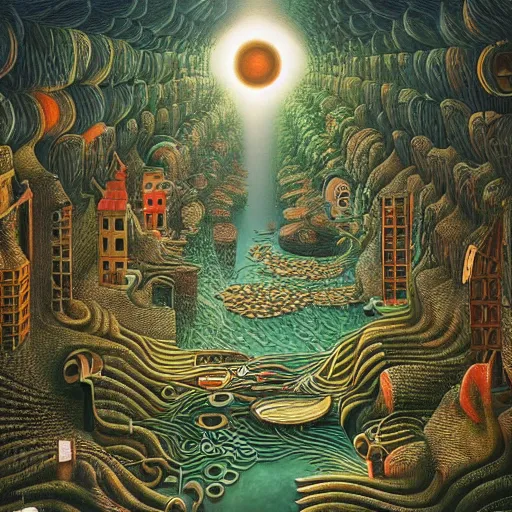 Prompt: artwork inspired jacek yerka