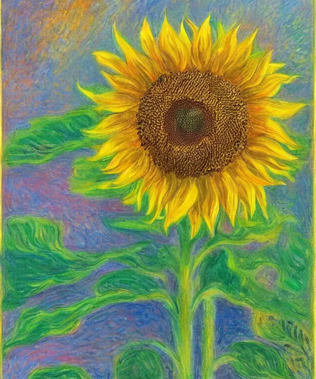 Prompt: sunflower, water painting, monet, heavenly, sun rays, intricate, colorful, highly detailed, soft tones