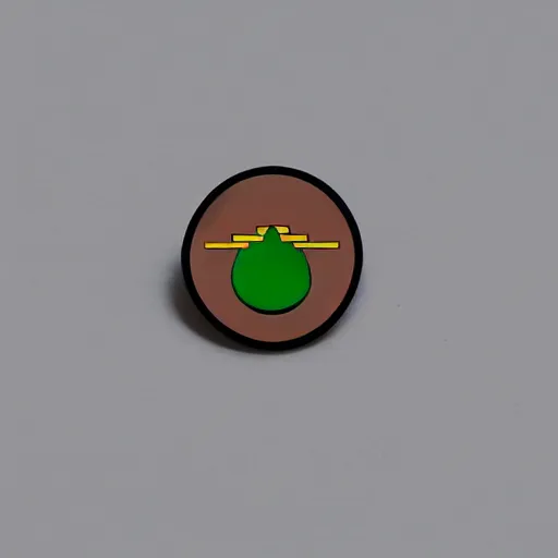 Prompt: a retro minimalistic circle enamel pin of an exploding jalapeno, use of negative space allowed, smooth curves