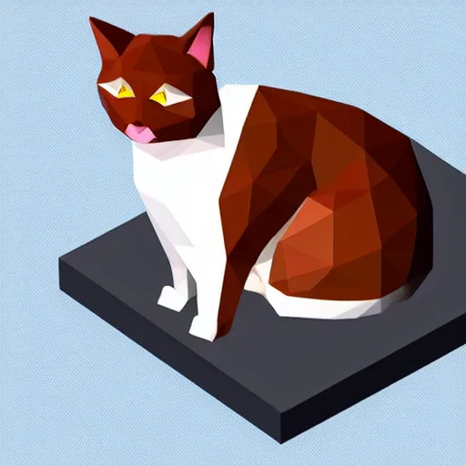 Image similar to cat on white background, 3d isometric, low poly