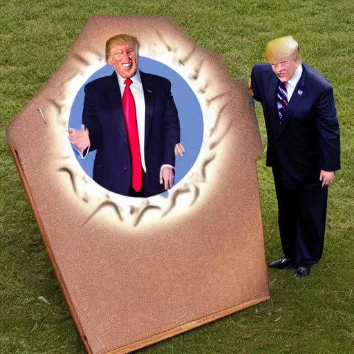 Prompt: donald trump make silly face at stargate