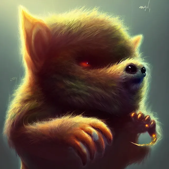 Prompt: epic professional digital art of an improbable impossible fuzzy adorable monster, best on artstation, breathtaking, epic, stunning, gorgeous, much detail, much wow, cgsociety, wlop, pixiv, behance, deviantart, masterpiece, UHD, 8K