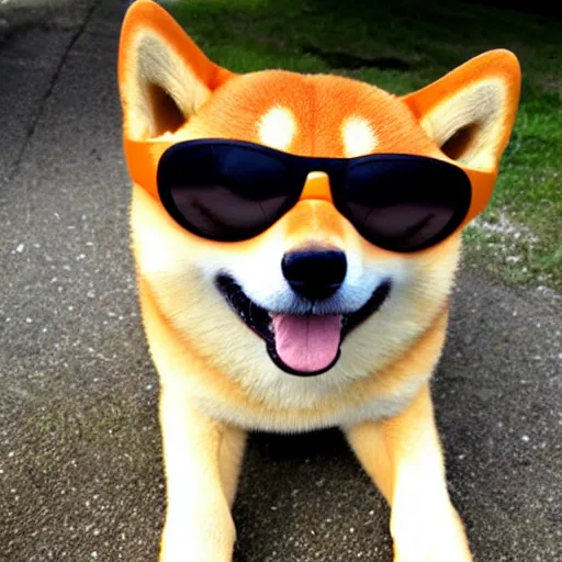 Prompt: real Shiba Innu wearing sunglasses, hyper realistic, high definition