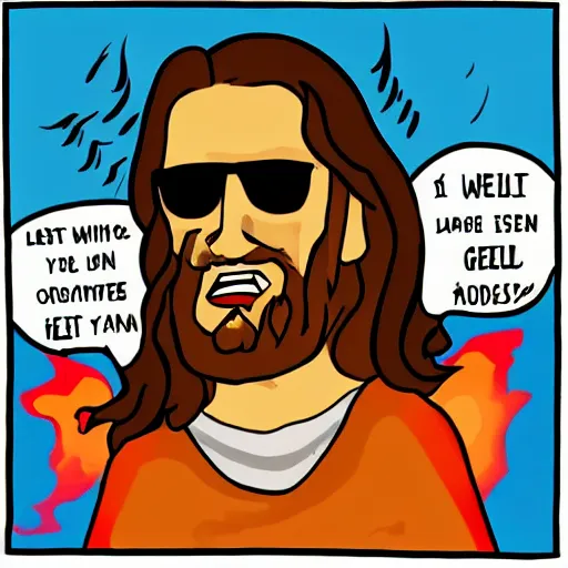 Prompt: jesus as a rockstar, sunglasses, classy, in hell