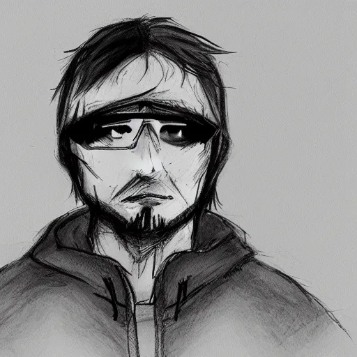 Image similar to the unabomber sketch as an anime character