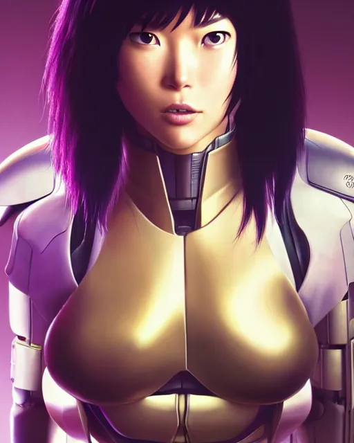 Image similar to weta disney pixar movie still portrait photo of motoko kusanagi the major ghost in the shell : : as cyborg woman by pixar : : by weta, wlop, ilya kuvshinov, rossdraws, artgerm, marvel, maxim cover, latex, octane render, sweaty, iridescent, bright morning, anime, liosh, mucha : :