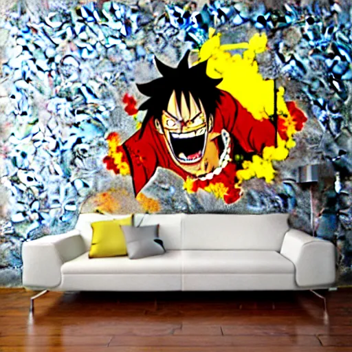 Image similar to die cut sticker, gatling attack by luffy, splatter paint