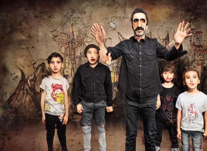 Prompt: serj tankian children's show, extremely detailed, promo image, high quality,