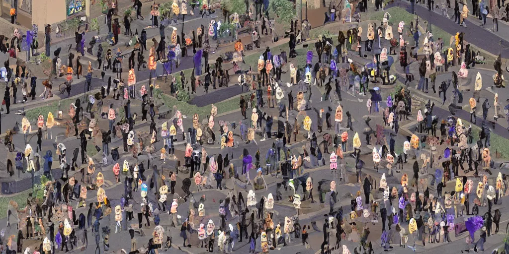 Image similar to a crowd of cats protesting in a busy street, 3d detailed, digital art