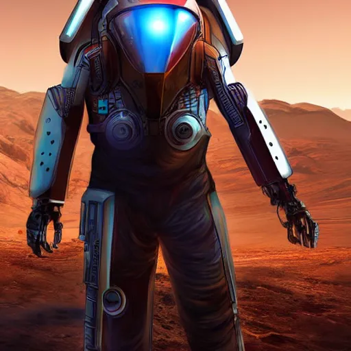 Image similar to elon musk in cyberpunk style on mars digital art very detailed 4 k detailed super realistic