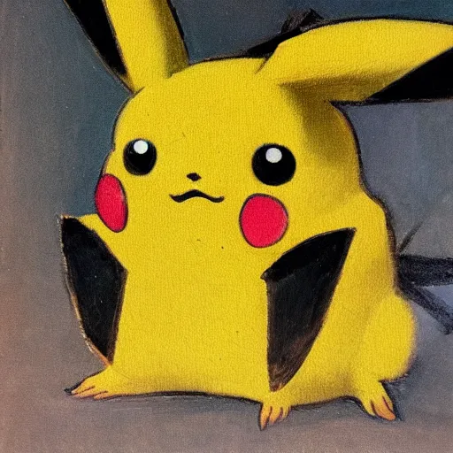 Prompt: portrait of Pikachu in the style of Goya, oil painting