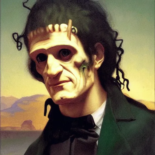 Image similar to painting of frankenstein in animal crossing. art by william adolphe bouguereau. during golden hour. extremely detailed. beautiful. 4 k. award - winning.