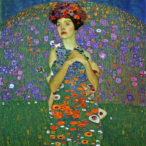 Prompt: morning glory flower, by gustav klimt