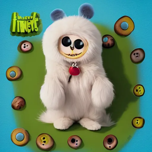 Image similar to cute little furry baby monster in the style of Pixar. product photography, centered