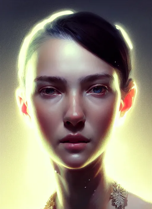 Image similar to realistic portrait, intricate, elegant, glowing lights, highly detailed, digital painting, artstation, concept art, smooth, sharp focus, illustration, art by wlop, mars ravelo and greg rutkowski