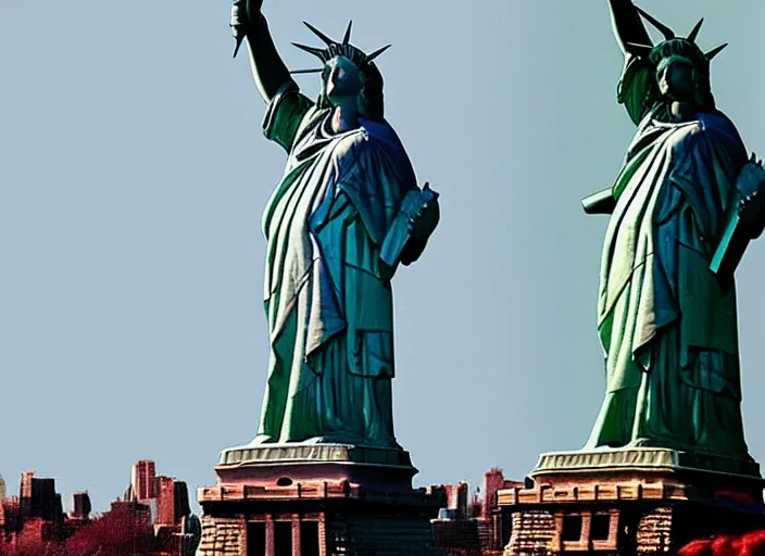 Image similar to Danny DeVito as the statue of liberty, 8k, award winning photograph