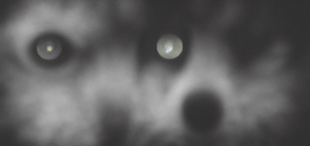 Prompt: zoom in wolf eyes, pinhole analogue photo quality, monochrome, blur, unfocus, cinematic, 35mm