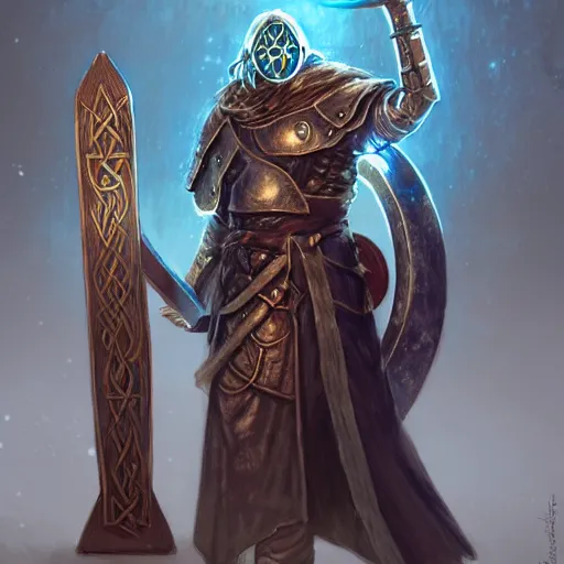 Prompt: beautiful magic warforged construct viking wood steel holy warrior cleric crusader runes norse runes warforged crusades tabard hooded cloak runic, glowing eyes, intricate, elegant, highly detailed, digital painting, artstation, concept art, smooth, sharp focus, illustration, art by artgerm and greg rutkowski and alphonse mucha and loish and wlop
