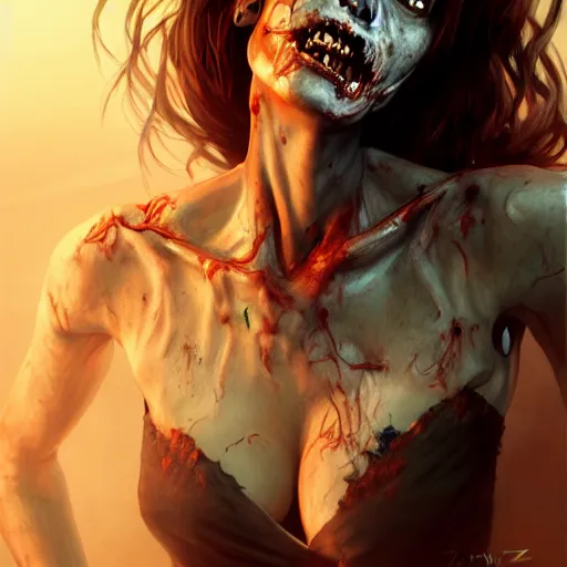 Image similar to portrait of young cindy crawford as a zombie, 7 days to die zombie, fine art, award winning, intricate, elegant, sharp focus, cinematic lighting, highly detailed, digital painting, 8 k concept art, art by guweiz and z. w. gu, masterpiece, trending on artstation, 8 k