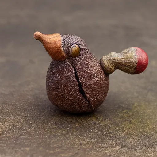 Image similar to photo of acorn creature, high detail, 4 k, ultra realistic