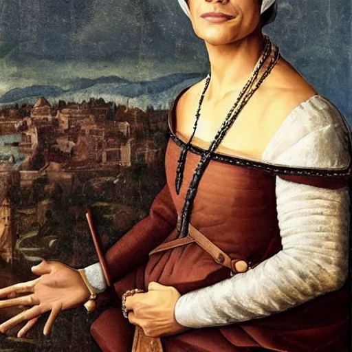 Prompt: Dwayne Johnson as a Renaissance Woman —h 1920 —w 1080