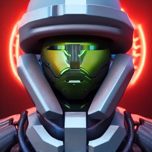 Image similar to sci-fi, helmet design, halo, duke-nuken, science-fiction, robot head, octane-render, cgi, blender, cinema-4d, maya, cgi, redshift