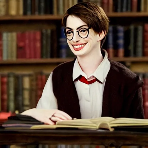 Prompt: anne hathaway as a harry potter character