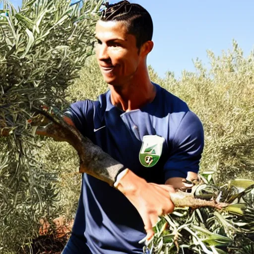 Image similar to cristiano ronaldo shaking an olive tree