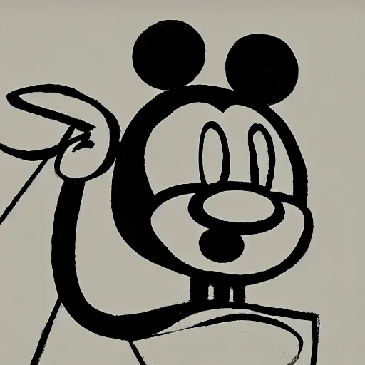 Prompt: abstract portrait of mickey mouse by picasso