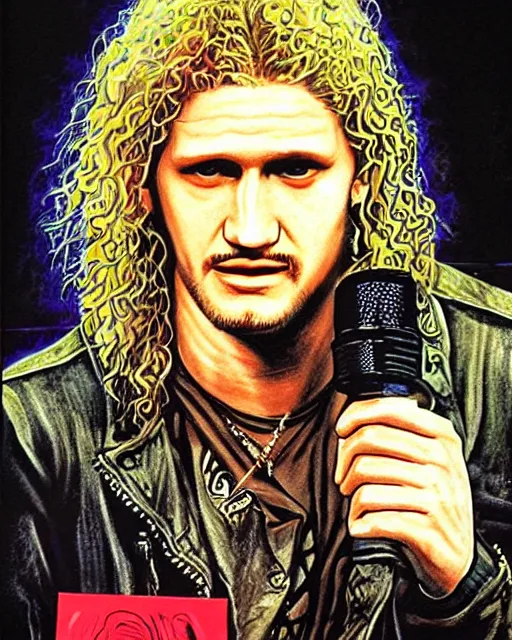 Image similar to layne staley in mtv unplugged, airbrush, drew struzan illustration art, key art, movie poster