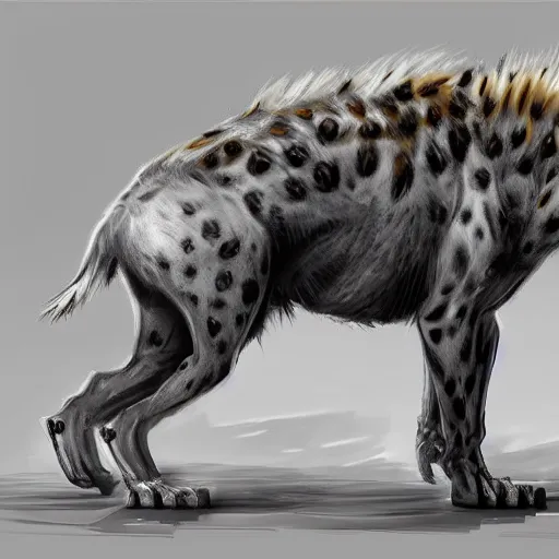 Image similar to realistic cyborg hyena, highly detailed video game concept art