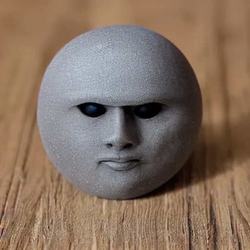 Image similar to photo of resin toy grey moon face with craters