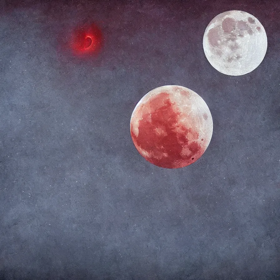 Image similar to moon with a fanged devouring moon sharp fangs streaming blood bestial moon, award winning oil painting digital art, chromatic aberration