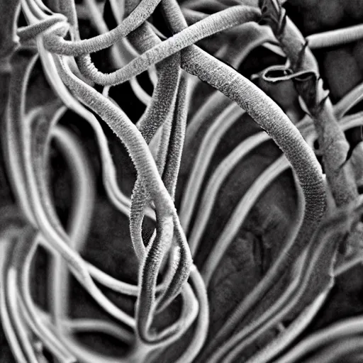 Prompt: tendrils of a climber vine, award winning black and white photography