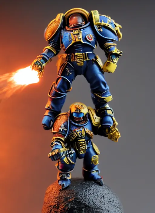 Prompt: 8 0 mm resin detailed miniature of warhammer 4 0 k elon musk space marine, product introduction photos, 4 k, full body,