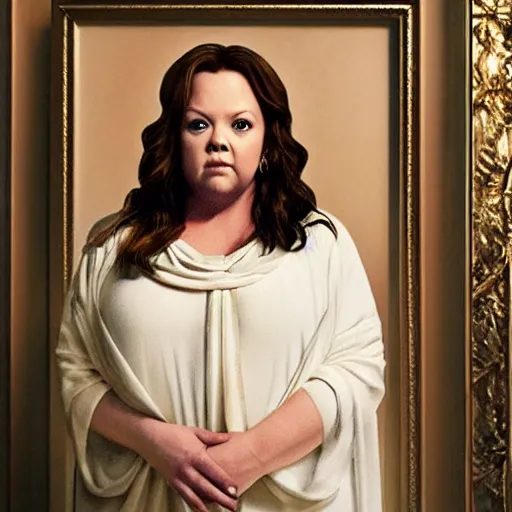 Prompt: melissa mccarthy as jesus, portrait