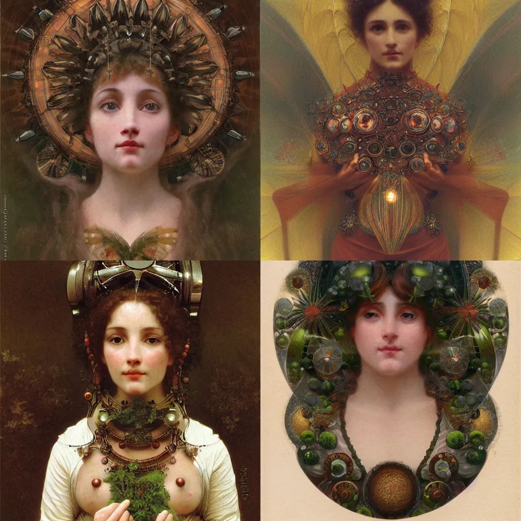 Prompt: detailed portrait of an organic bohemian scifi gadget, organic ornaments, bouguereau, minoru nomata