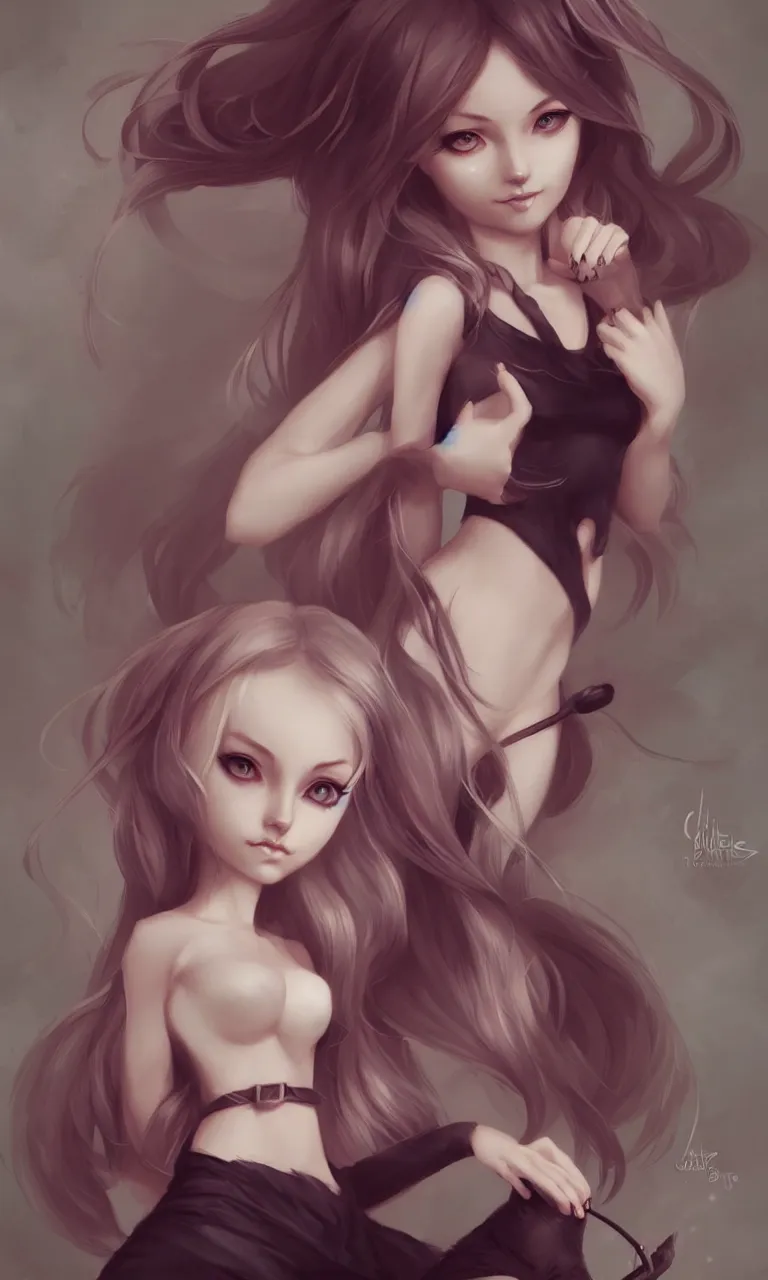 Prompt: A cute cat girl figure by charlie bowater