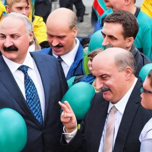 Image similar to Alexander Lukashenko surrounded by Minions