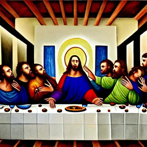 Image similar to The Last Supper with Elon Musk, oil painting masterpiece,